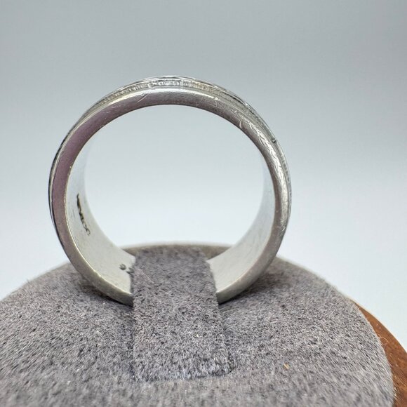 VTG Solid Sterling Silver 925 Chain Oval Link Textured Band Ring Size 10 - Picture 7 of 13